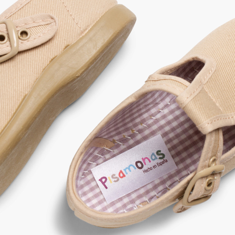 Sandalias niños tipo pepitos de lona con hebilla