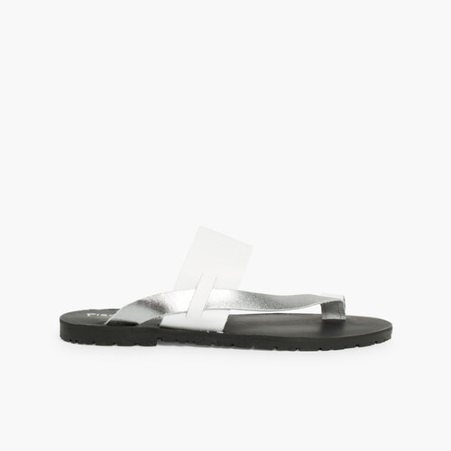 Sandalias de dedo metalizadas niña y mujer  Plata
