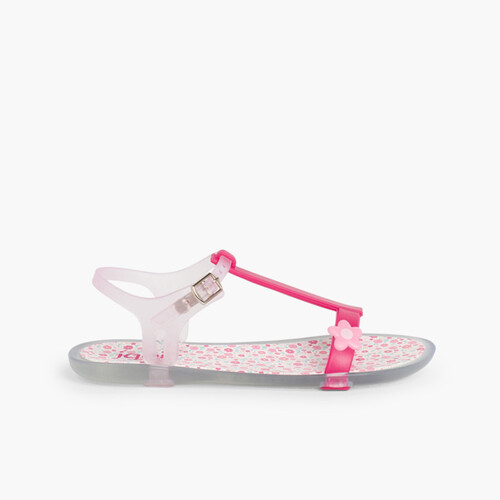 Sandalias de goma Tricia Flores Fucsia