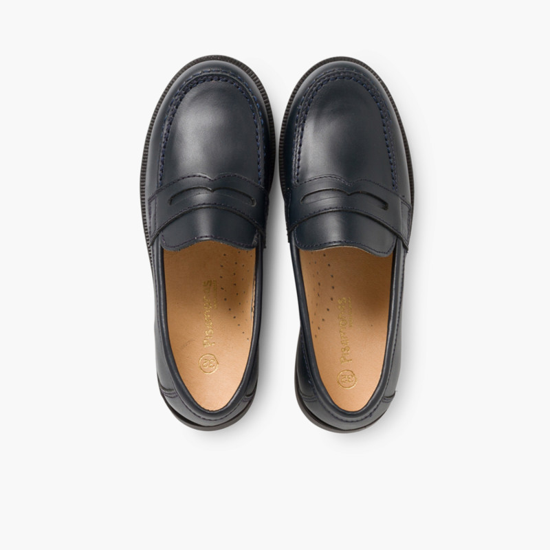 Zapatos Colegiales Escolares Niño Mocasines Azul Marino