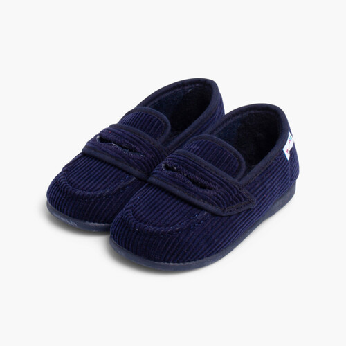 Zapatilla Casa Mocasin Pana Azul Marino