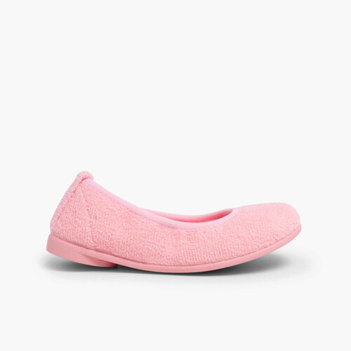 Zapatilla Casa Niña Rizo Toalla Bailarina Rosa
