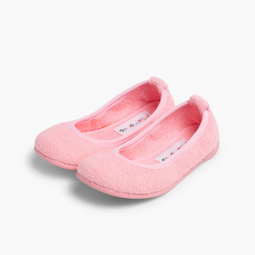 Zapatilla Casa Niña Rizo Toalla Bailarina Rosa