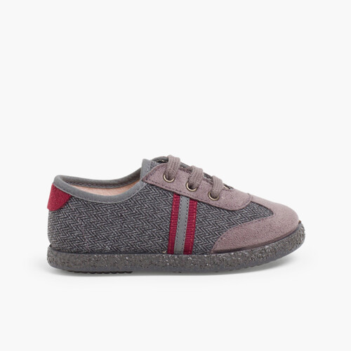 Zapatilla espiga y serratex dos cordones Burdeos