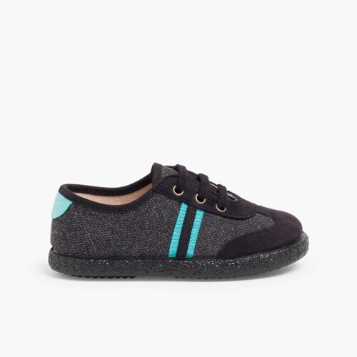 Zapatilla espiga y serratex dos cordones Verde Esmeralda