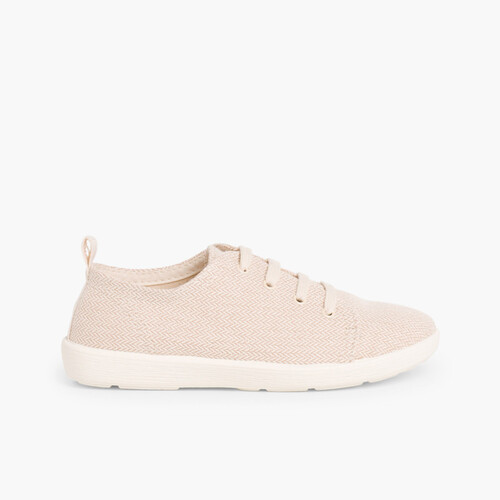 Zapatillas Casual Lona de Espiga Beige