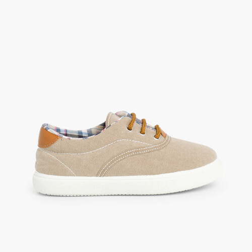 Zapatillas Contraste de Lona y Cordones Arena
