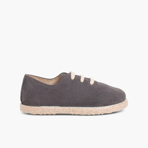 Zapatillas Cordones Serraje y Yute Niños Gris