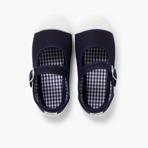 Zapatillas Lona Niña con Hebilla y Puntera de Goma Azul Marino