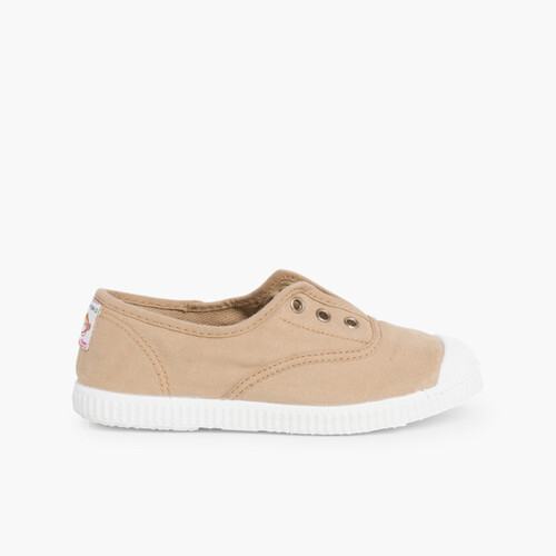 Zapatillas Lona Punta Goma Sin Cordones Arena