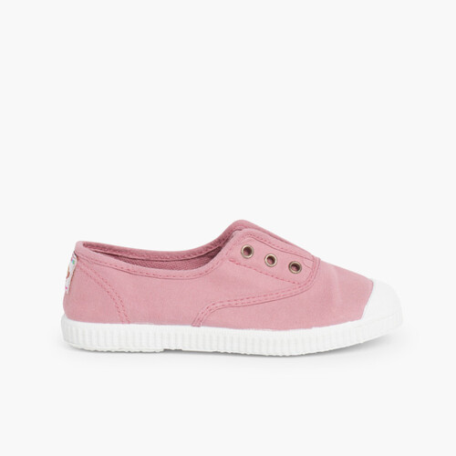 Zapatillas Lona Punta Goma Sin Cordones Rosa