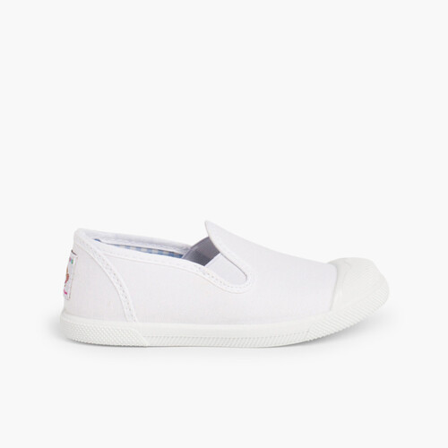 Zapatillas Lona sin Cordones con Elásticos Laterales Blanco