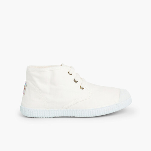 Zapatillas Lona tipo Bota con Cordones Blanco