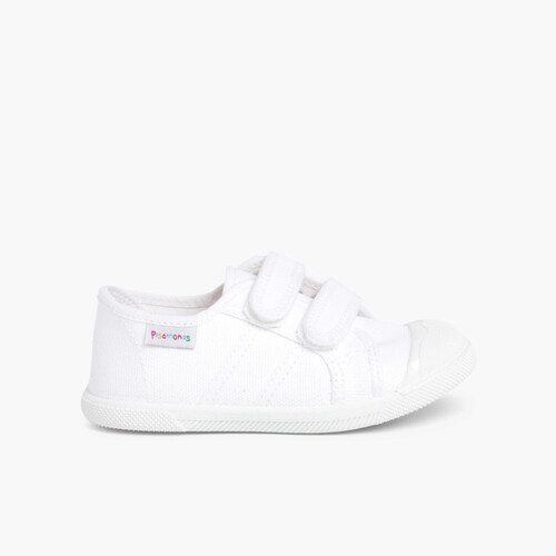Zapatillas Niños Lona Tiras adherentes    Blanco