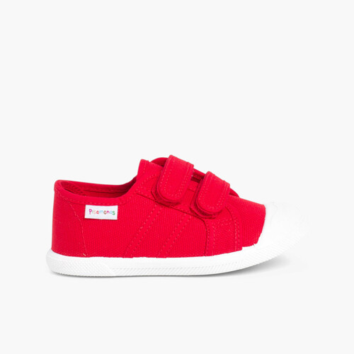 Zapatillas Niños Lona Tiras adherentes    Rojo