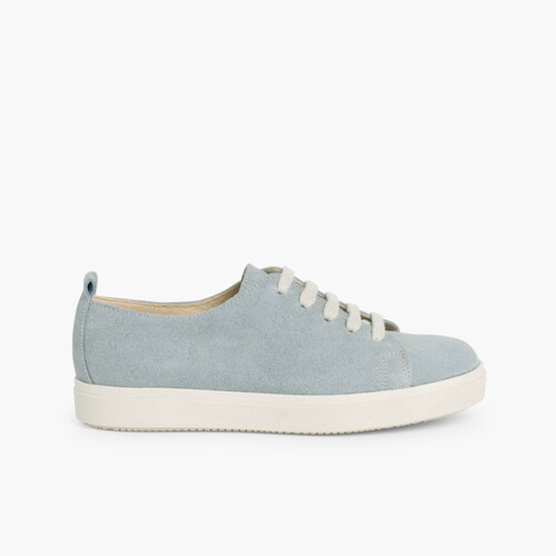 Zapatillas Serraje Cordones Celeste