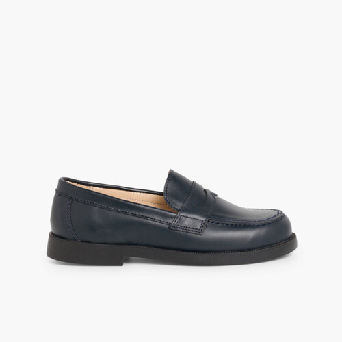 Zapatos Colegiales Escolares Niño Mocasines Azul Marino