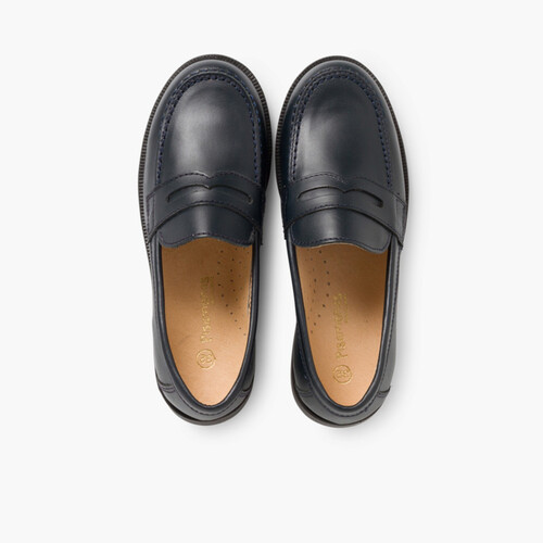 Zapatos Colegiales Escolares Niño Mocasines Azul Marino