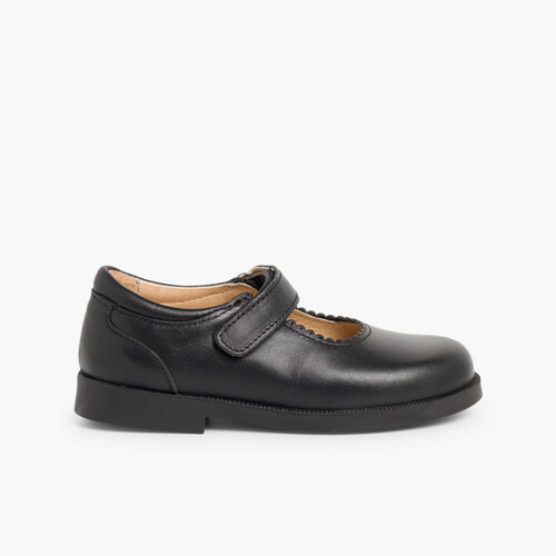 Zapatos Colegiales Merceditas Niña tira adherente    Negro