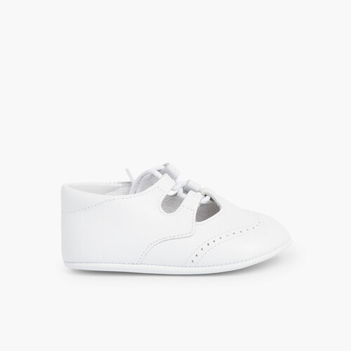 Zapato Inglesito Bebé de Piel Blanco