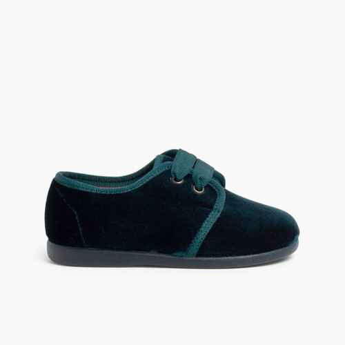 Zapato terciopelo cordón faya Verde