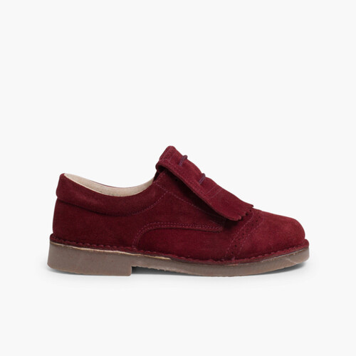 Zapatos Blucher Niños Flecos Burdeos