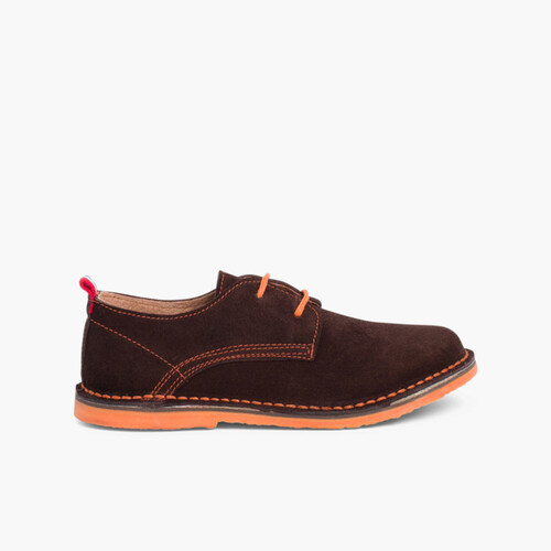 Zapatos Blucher Serraje Suela y Cordones Colores Marrón