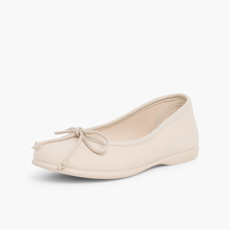 Bailarinas niña de tela con lacito y suela de goma