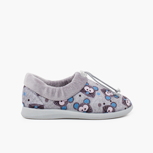 Zapatillas casa babuchas ajustables ratones Gris y Azul