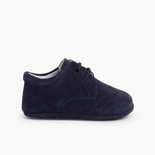 Badanas Bebé de Serraje tipo Blucher Azul Marino
