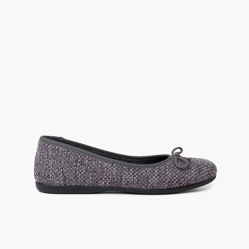 Bailarinas niña tweed con lazo  Gris