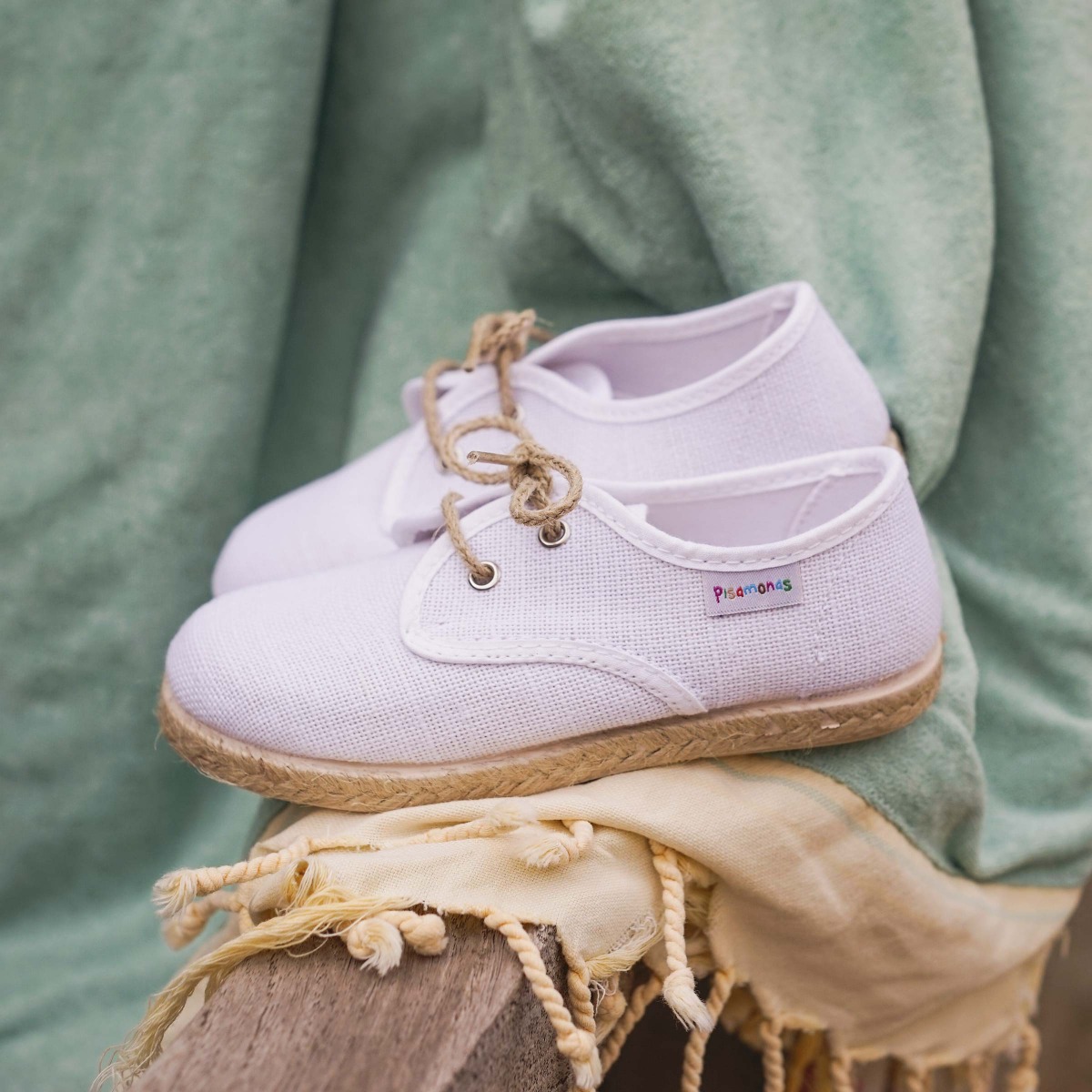 Lino Zapatillas Yute Bluchers Niño De Lino Con Cordones Y Base De Yute