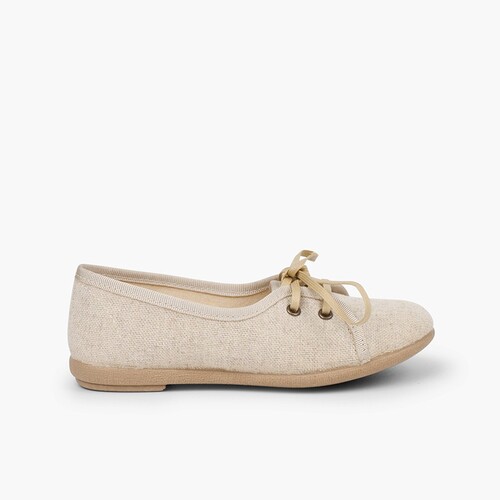 Blucher niña lino tipo salón Beige