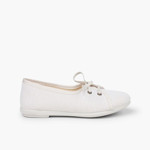 Blucher niña lino tipo salón Blanco