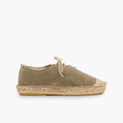 Blucher puntera y cordones yute Kaki