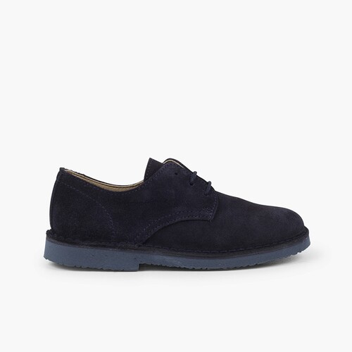 Blucher serraje liso zapato de vestir niño Azul Marino