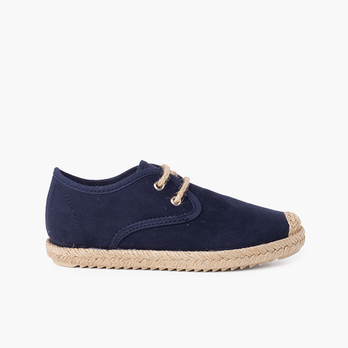 Blucher puntera y cordones yute efecto suede Azul Marino