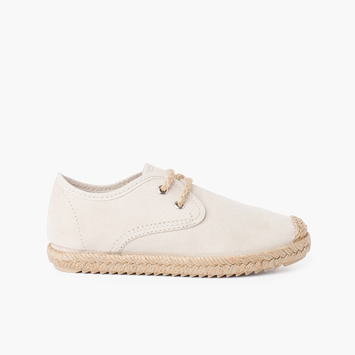 Blucher puntera y cordones yute efecto suede Beige