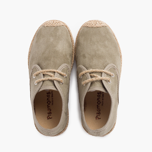 Blucher puntera y cordones yute efecto suede Verde Oliva