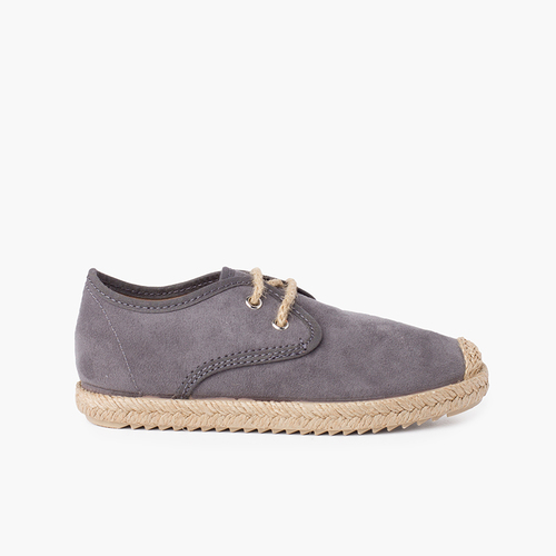 Blucher puntera y cordones yute efecto suede Gris