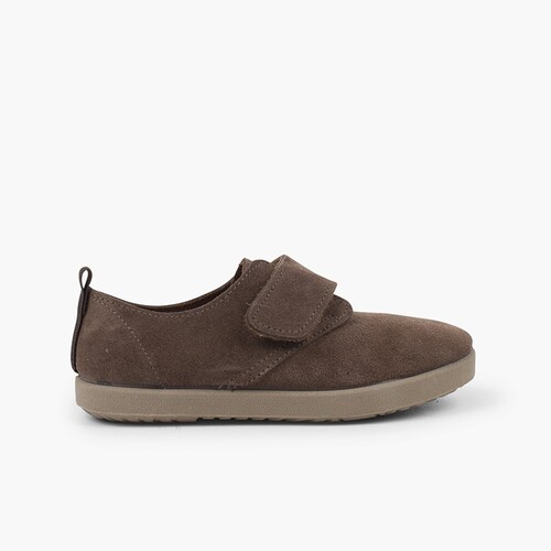 Blucher de tira adherente    casual en piel de serraje  Topo