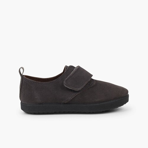 Blucher de tira adherente    casual en piel de serraje  Gris