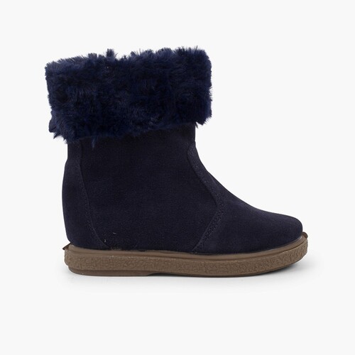 Botas Pelo Media Caña con Cremallera Azul Marino