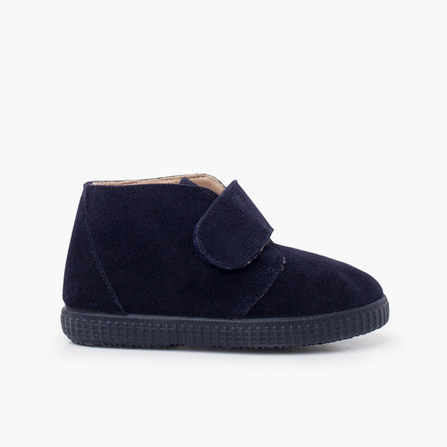 Botines tira ancha adherente forro pelito Azul Marino