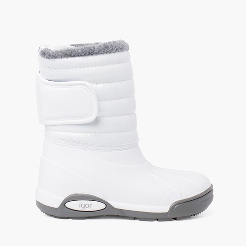 Botas apreski charol forro pelo cierre ajustable Blanco