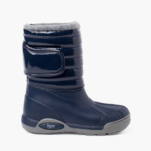 Botas apreski charol forro pelo cierre ajustable Azul Marino
