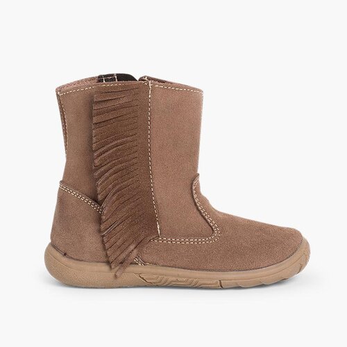 Botas Niñas Serraje con Flecos Topo