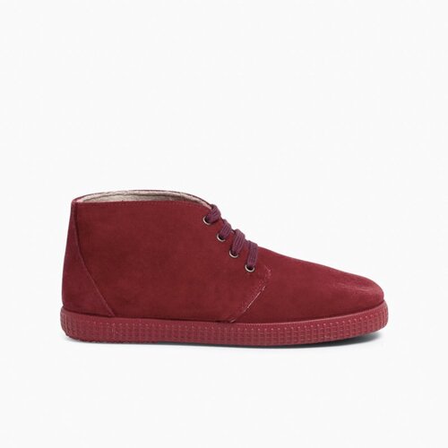 Botas de Pelo Interior con Cordones Burdeos
