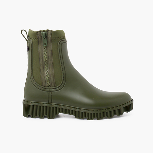 Botines niños y mujer cremallera lateral Kaki