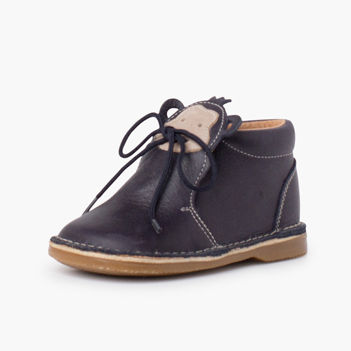 Botita piel cordones cara monito Azul Marino